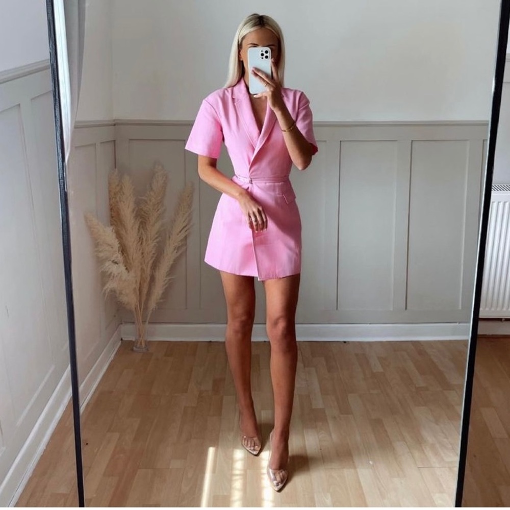 NWT Pink Linen Zara Blazer Dress